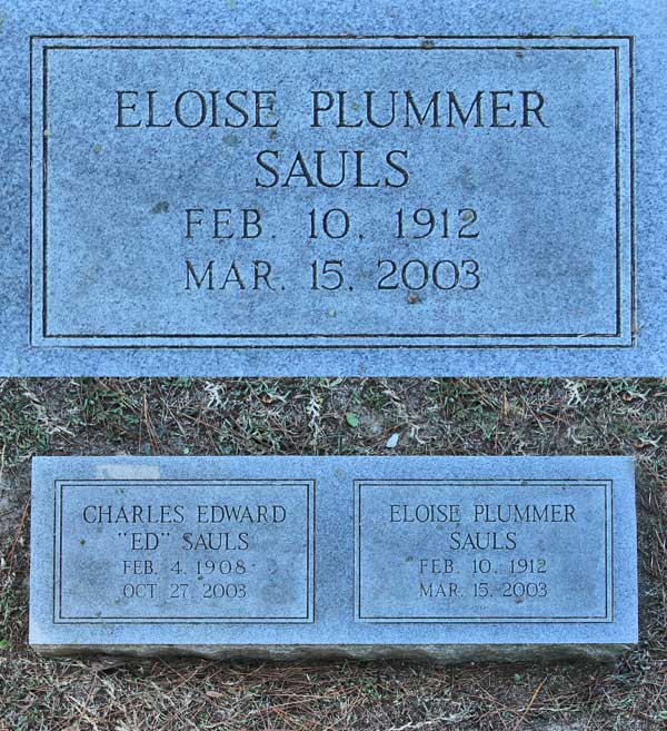 Eloise Plummer Sauls Gravestone Photo