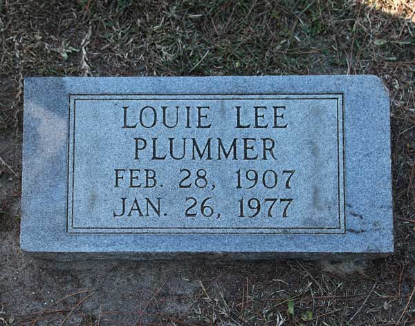 Louie Lee Plummer Gravestone Photo