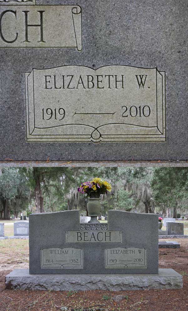 Elizabeth W. Beach Gravestone Photo