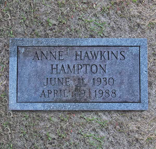 Anne Hawkins Hampton Gravestone Photo