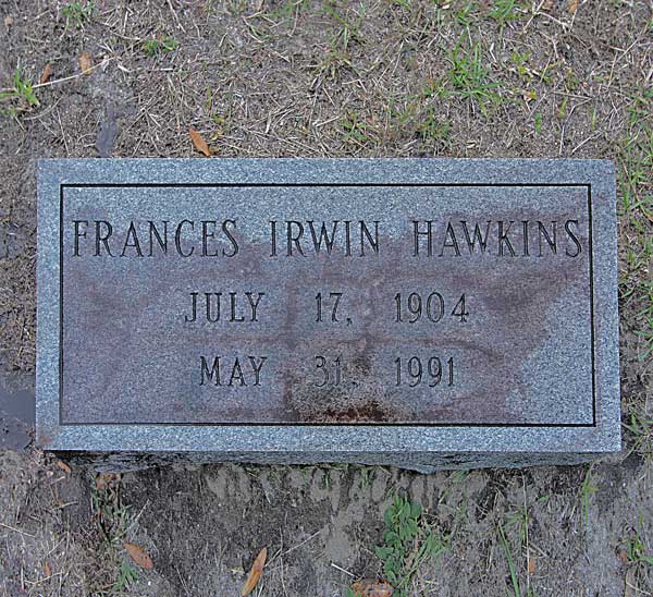 Frances Irwin Hawkins Gravestone Photo