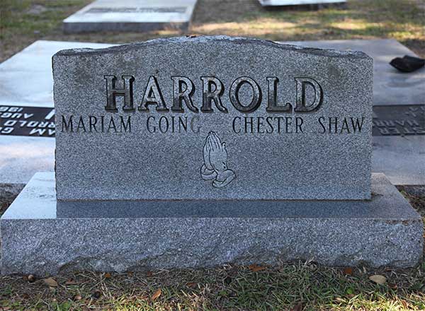 Mariam Goin & Chester Shaw Harrold Gravestone Photo