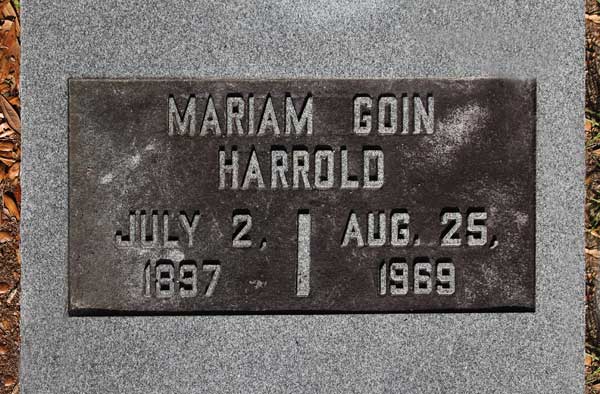 Mariam Goin Harrold Gravestone Photo