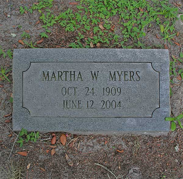 Martha W. Myers Gravestone Photo