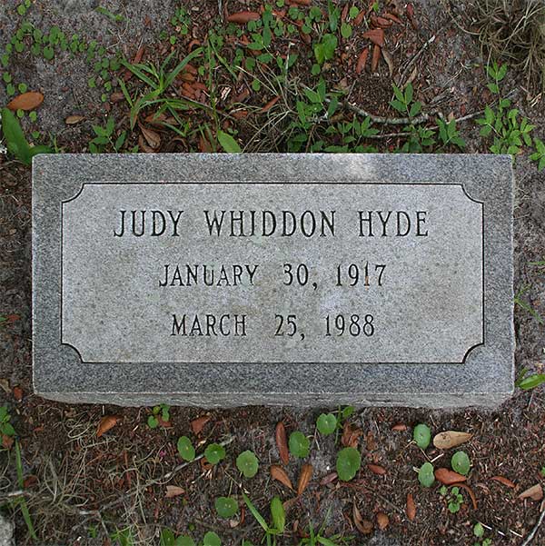 Judy Whiddon Hyde Gravestone Photo