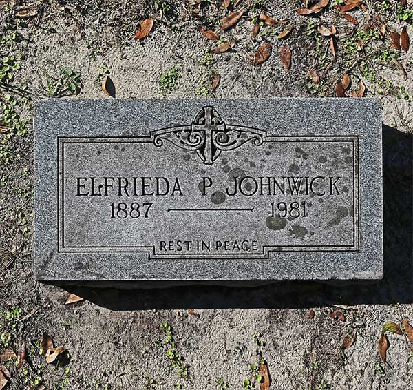 Elfrieda Pl Johnwick Gravestone Photo