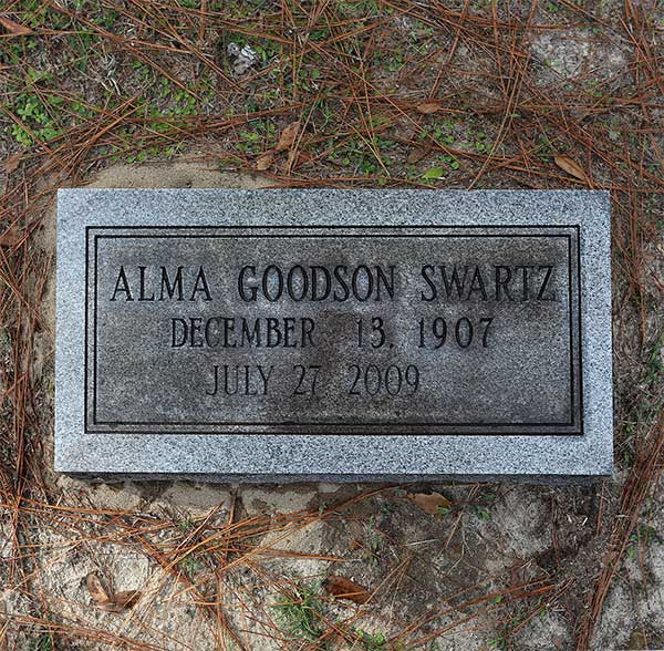 Alma Goodson Swartz Gravestone Photo