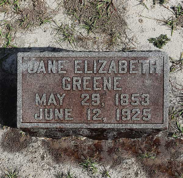 Jane Elizabeth Greene Gravestone Photo