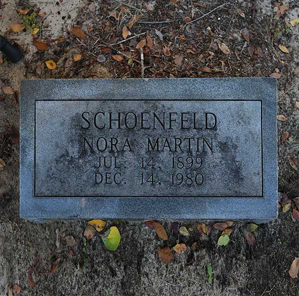 Nora Martin Schoenfeld Gravestone Photo