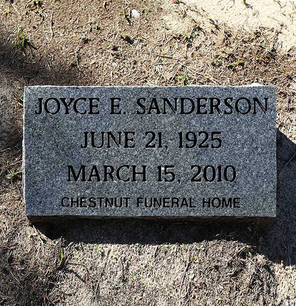 Joyce E. Sanderson Gravestone Photo