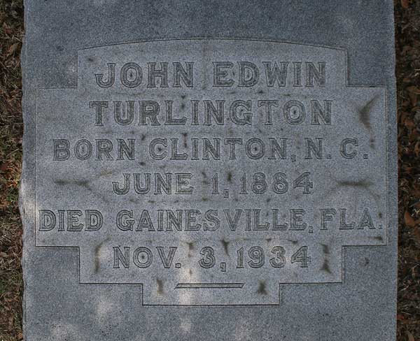 John Edwin Turlington Gravestone Photo