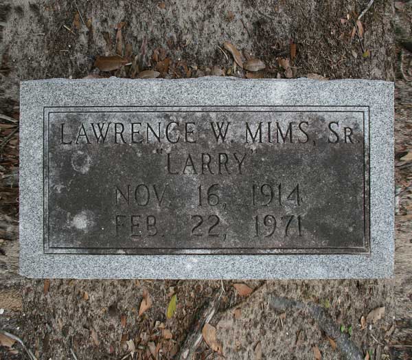 Lawrence W. Mims Gravestone Photo