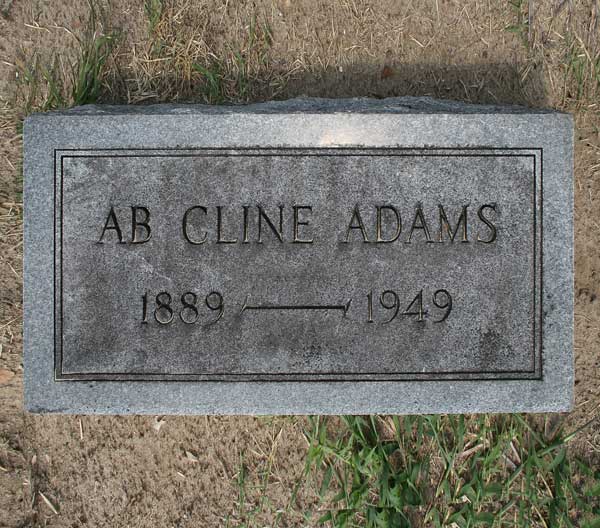 A.B. Cline Adams Gravestone Photo