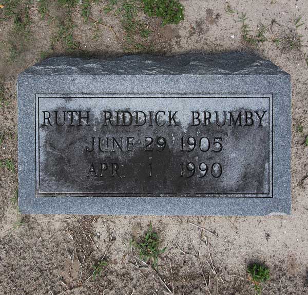 Ruth Riddick Brumby Gravestone Photo