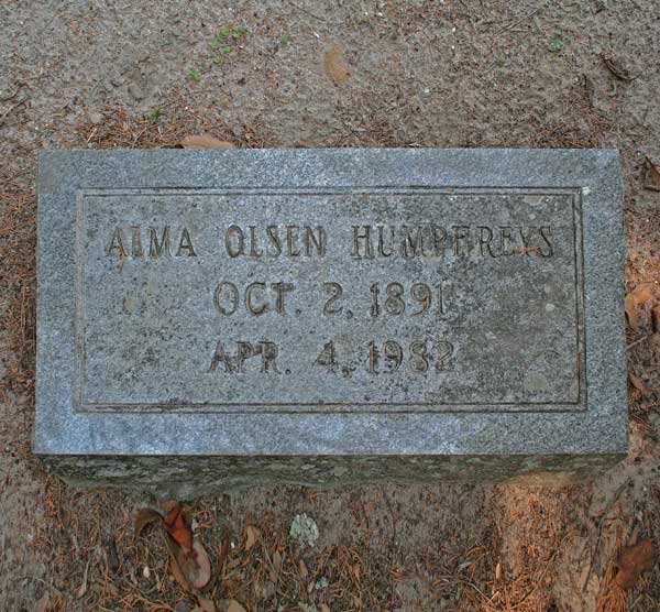 Alma Olsen Humphreys Gravestone Photo