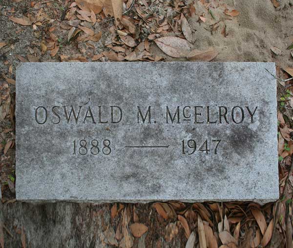 Oswald M. McElroy Gravestone Photo