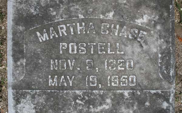 Martha Chase Postell Gravestone Photo