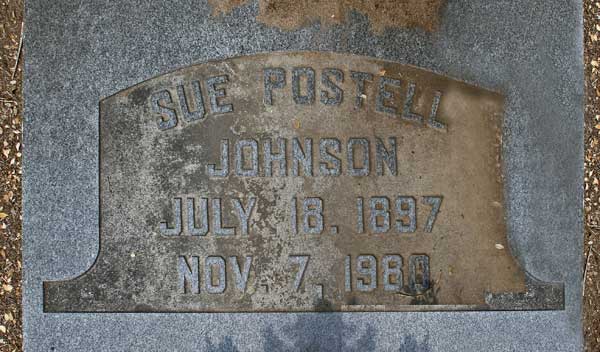 Sue Postell Johnson Gravestone Photo