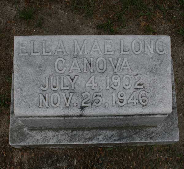Ella Mae Long Canova Gravestone Photo