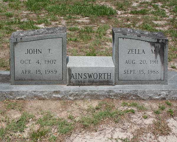 John T. & Zella M. Ainsworth Gravestone Photo