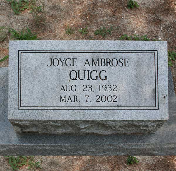 Joyce Ambrose Quigg Gravestone Photo