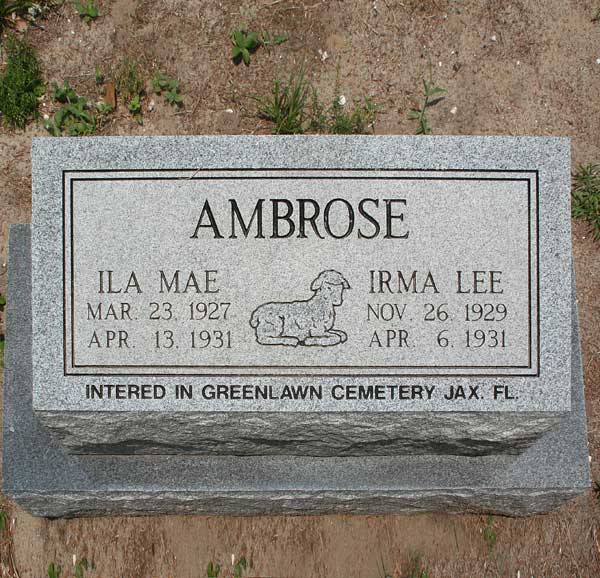 Ila Mae & Irma Lee Ambrose Gravestone Photo