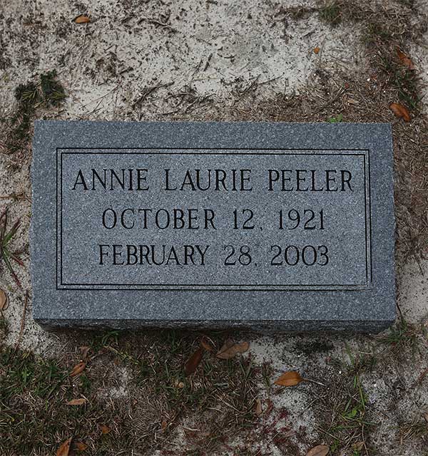 Annie Laurie Peeler Gravestone Photo
