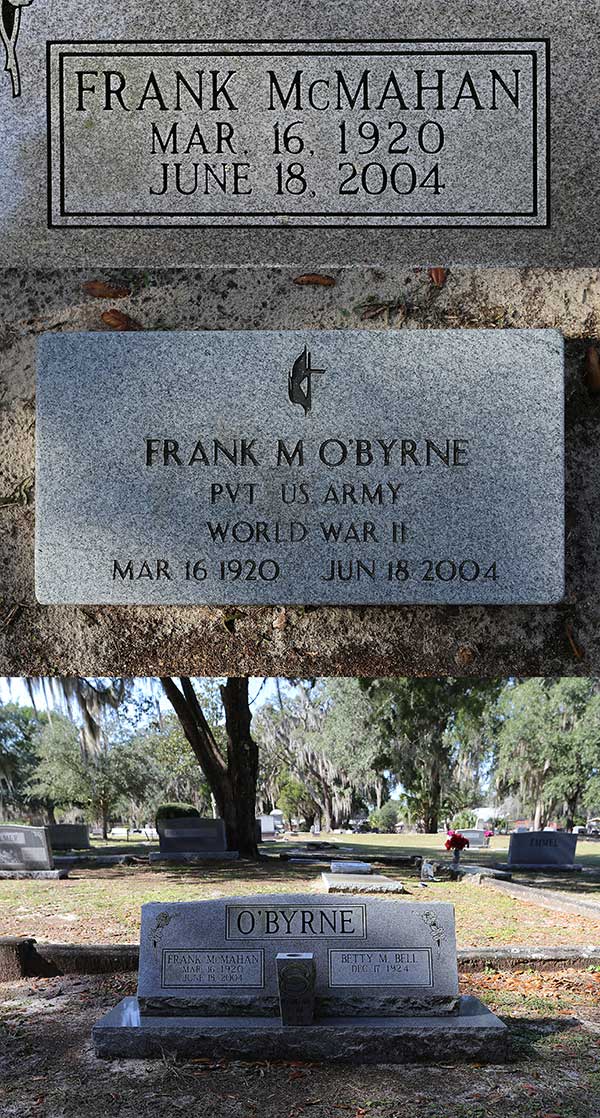 Frank McMahan O'Byrne Gravestone Photo