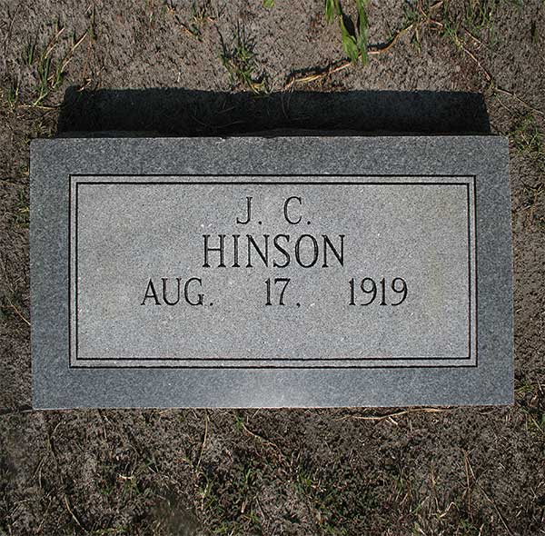J. C. Hinson Gravestone Photo