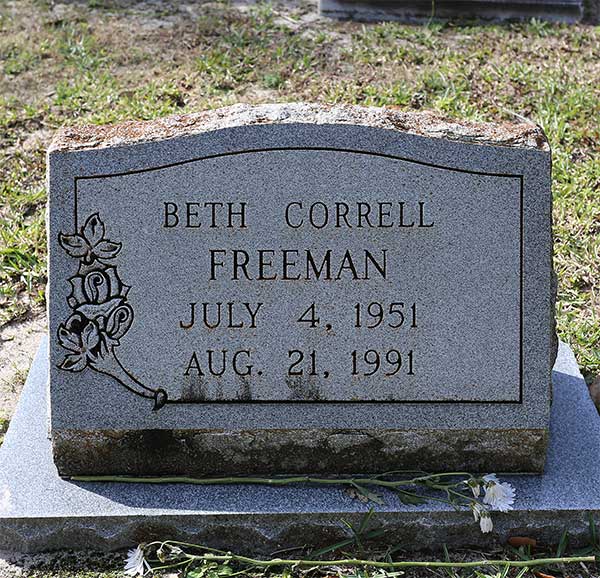 Beth Correll Freeman Gravestone Photo