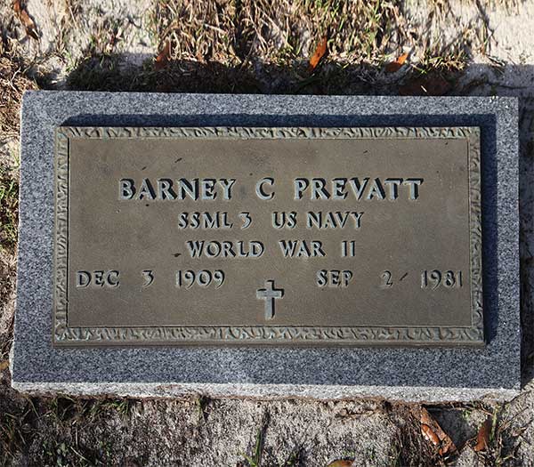 Barney C. Prevatt Gravestone Photo