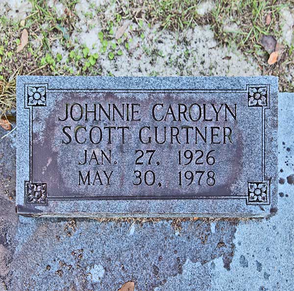Johnnie Carolyn Scott Gurtner Gravestone Photo