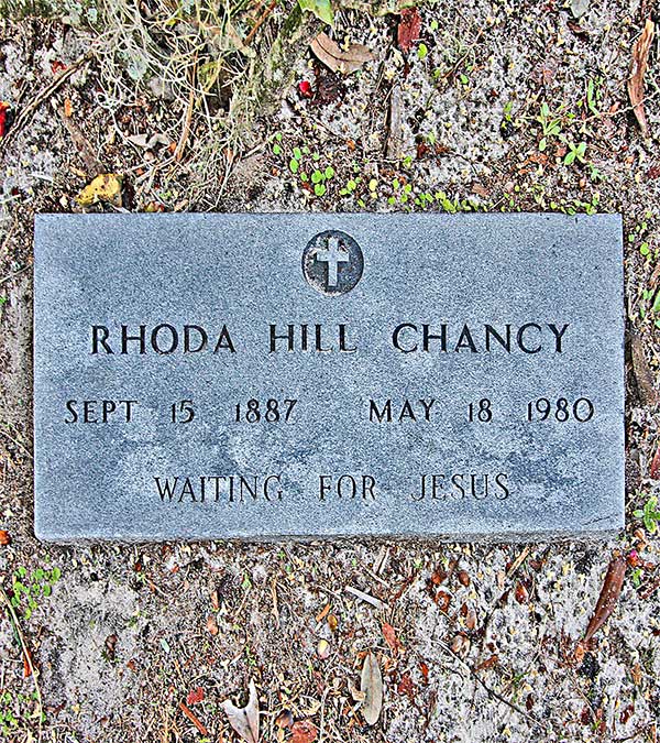 Rhoda Hill Chancy Gravestone Photo