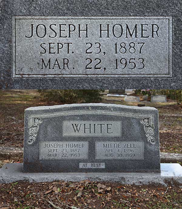 Joseph Homer White Gravestone Photo