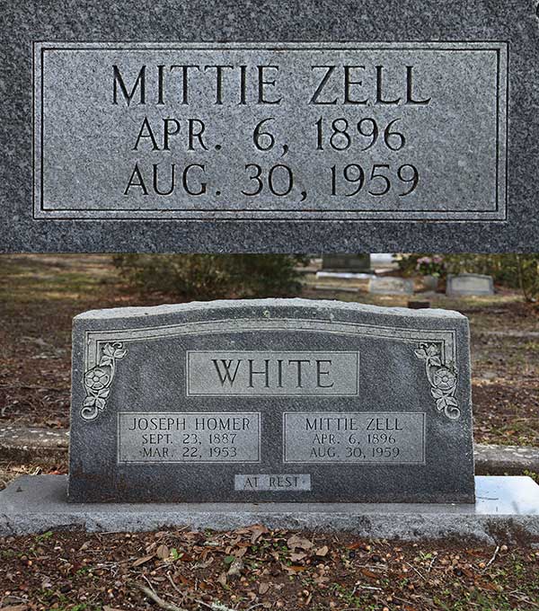 Mittie Zell White Gravestone Photo