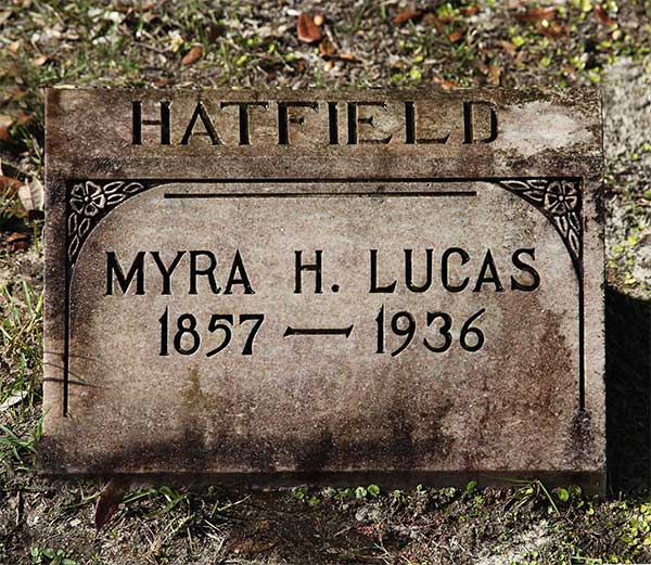 Myra H. Lucas Hatfield Gravestone Photo