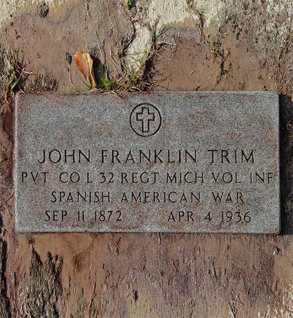 John Franklin Trim Gravestone Photo