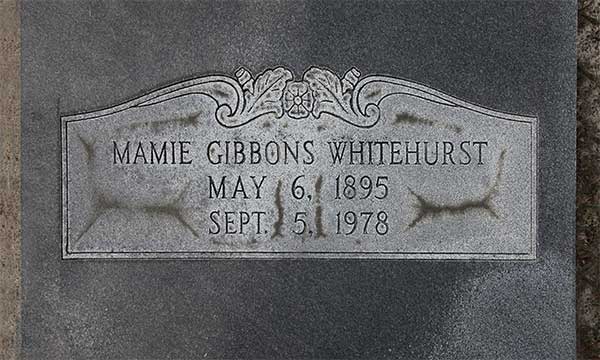 Mamie Gibbons Whitehurst Gravestone Photo