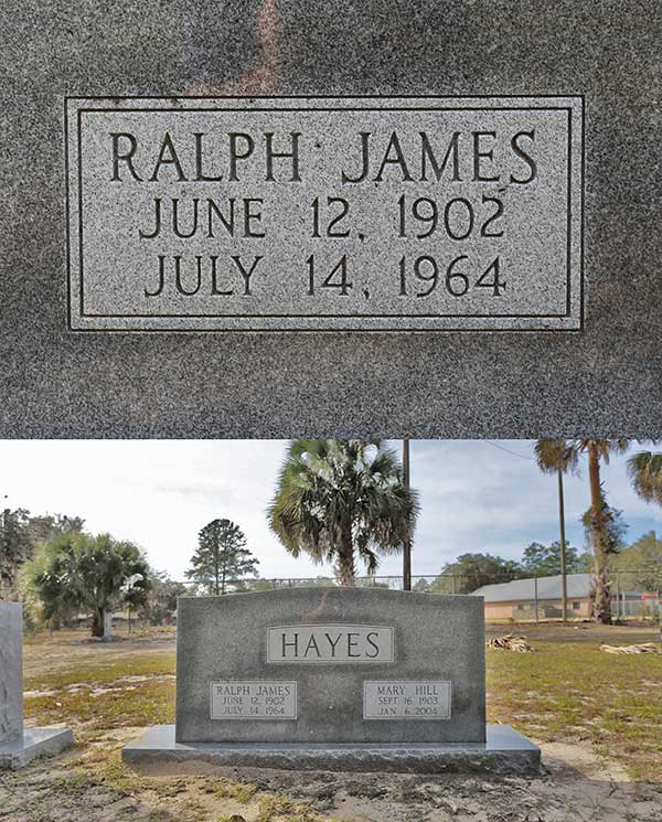 Ralph James Hayes Gravestone Photo