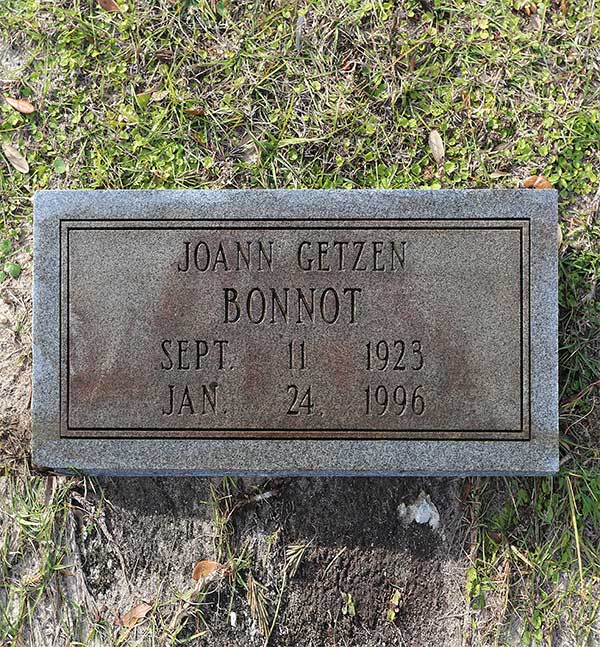 Joann Getzen Bonnot Gravestone Photo