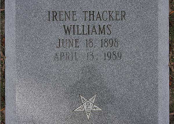 Irene Thacker Williams Gravestone Photo