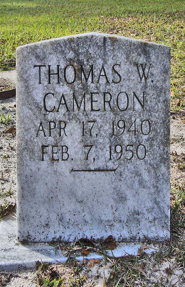 Thomas W. Cameron Gravestone Photo