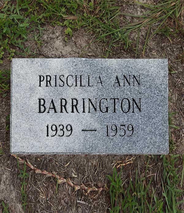 Priscilla Ann Barrington Gravestone Photo