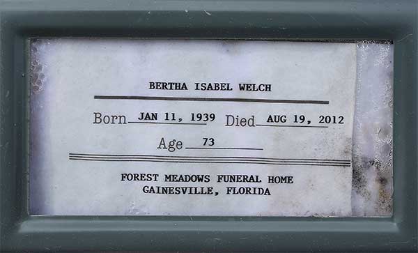 Bertha Isabel Welch Gravestone Photo