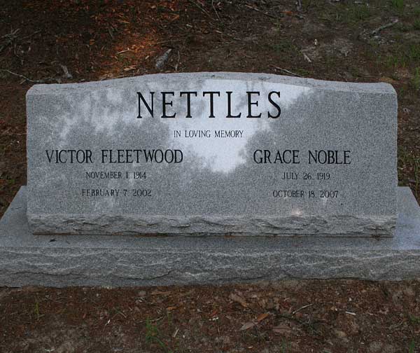 Victor Fleetwood & Grace Noble Nettles Gravestone Photo