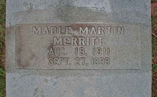 Mable Martin Merritt Gravestone Photo