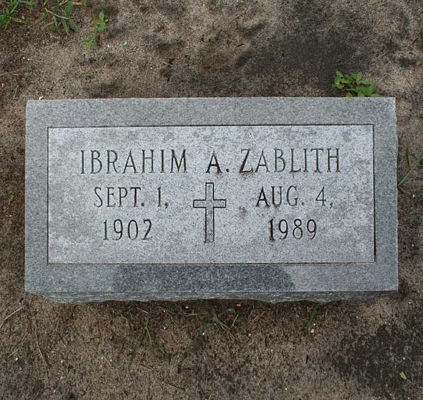 Ibrahim A. Zablith Gravestone Photo