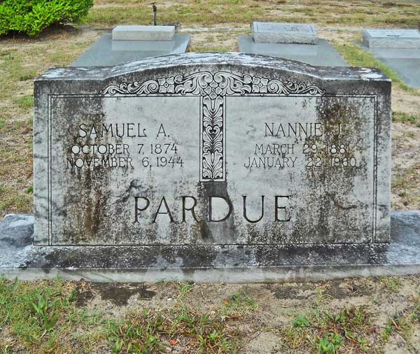 Samuel A. & Nannie J. Pardue Gravestone Photo