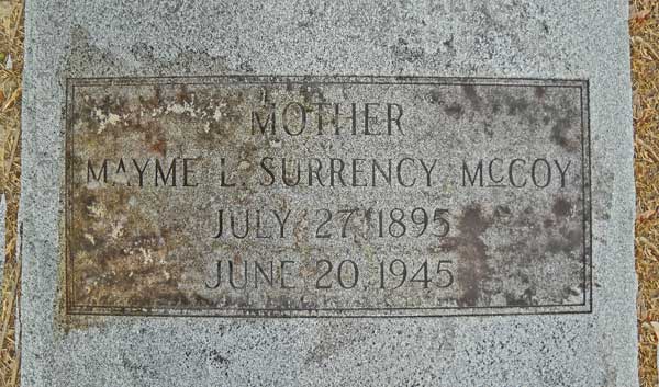 Mayme L. Surrency McCoy Gravestone Photo