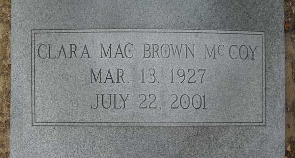 Clara Mac Brown McCoy Gravestone Photo
